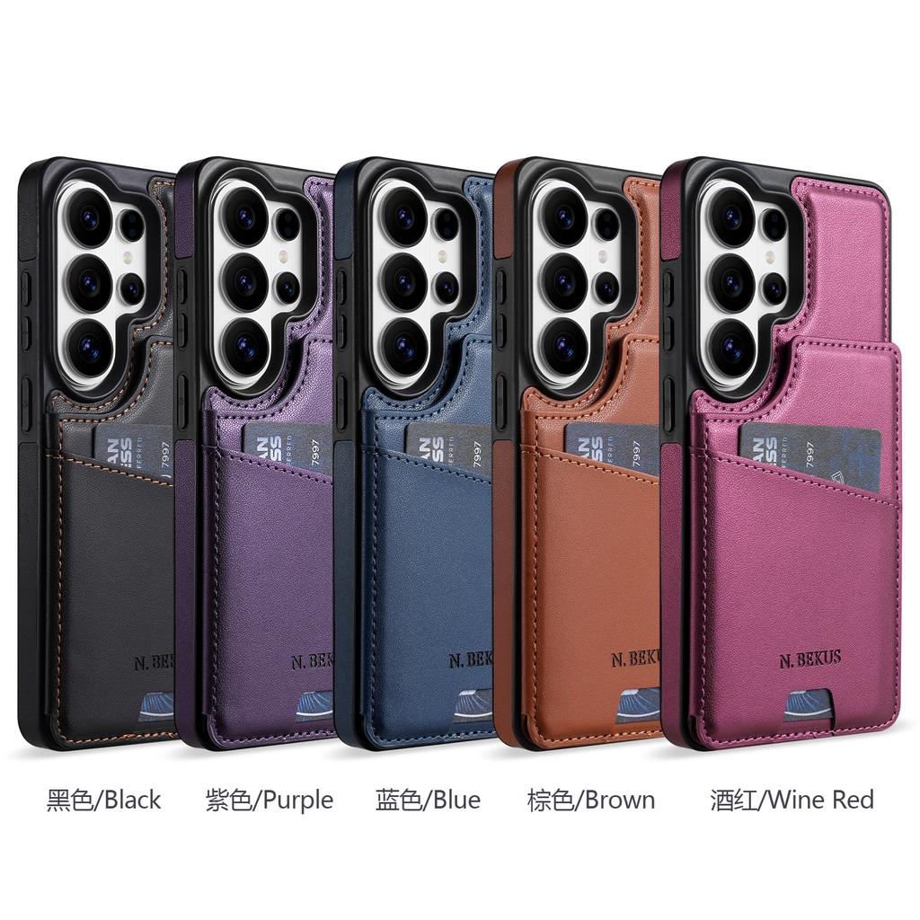 Business Cards Solt Wallet Leather Case for Samsung GAlaxy S26 S25 Ultra S24 S23 S22 Plus S21 FE A17 A37 A16 A36 A56 Flip Cover