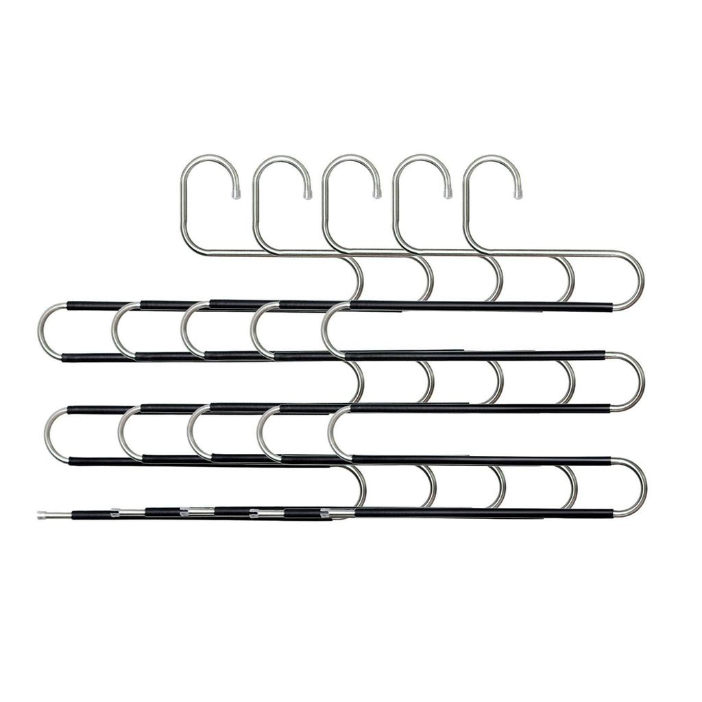 Pants Hangers 5 Pieces Non Space Saving Hangers Stainless Steel Clothes Hangers Closet Organizer For Pants Jeans Scarf