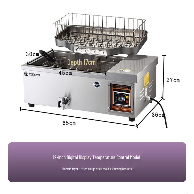 Commercial Deep Fryer: Multi-Functional Large Capacity Automatic Electric Fryer for Dough Sticks and Twists.
