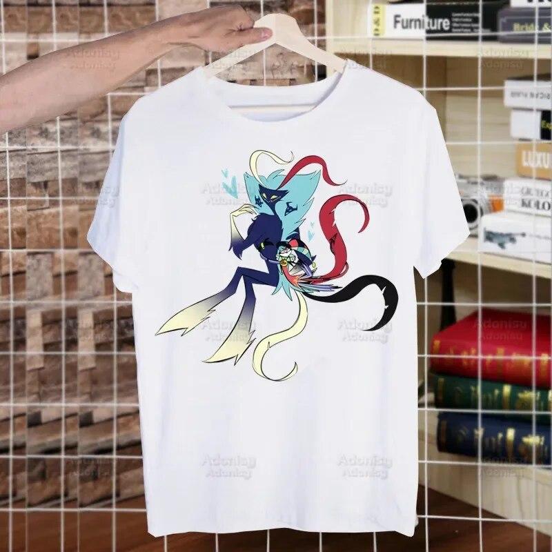 Helluva Boss Printed T Shirt Unisex Retro Washed Tops Tees Harajuku Tshirt Streetwear Hip Hop Unisex T-shirts