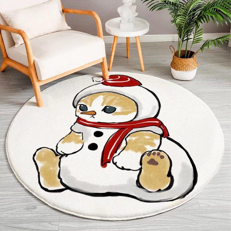Cartoon Cat Circular Carpet Living Room Sofa Tea Table Floor Mat Study Computer Chair Mat Bedroom Bedside Carpet