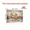 "To God" Inspirational Framed Canvas Wall Art with Rustic Wood Texture, Ready to Hang