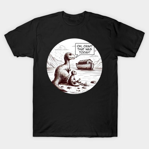 

Men Black Print T-shirt “Oh Crap! That Was Today!” - The Dinosaurs Who Missed The Ark No-Cut Transfer Paper Print Cotton Tshirt M чорний