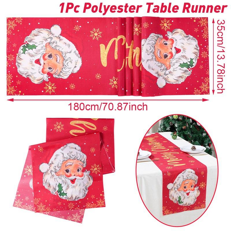 Christmas Themed Table Runner Santa Claus Table Flag Xmas Decor Tablecloth Navidad New Year Gifts Table Party Decor Supplies