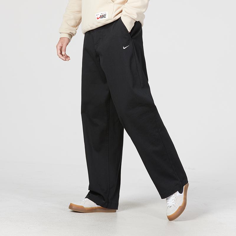 Nike As M Nl El Chino Pant Ul Cotton Solid Logo Embroidery Casual Loose Straight Leg Knit Sports Pants Men Pants Black FD0406-010