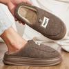 Men's Home Slippers Fall Winter House Warm Plush EVA Platform Sole Indoor Footwear Fashionable Letter Print Design Memory Foam House Shoes Plus Size