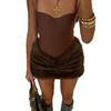 Women's Trendy Street Style Low Waist Fur Pleated Short Skirt
