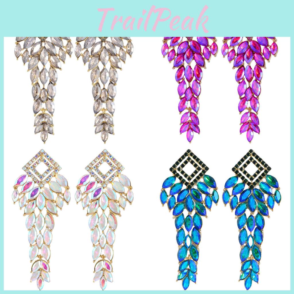 Geometric Alloy Earrings With Colored Zirconia For Wedding And Party Wear
