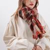 Red Double-Sided Retro Plaid Scarf: Warm, Versatile Winter Shawl for Women