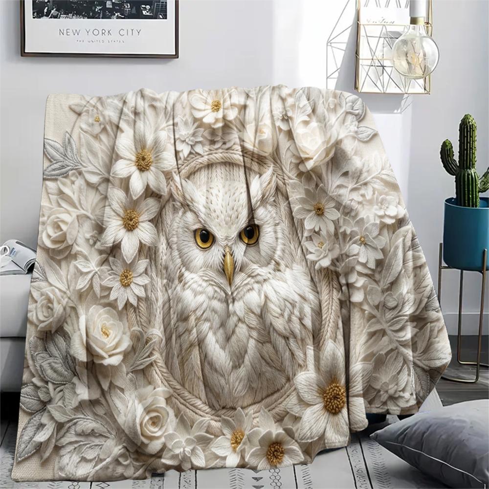 1Pc owl Print Flannel Blanket, High quality Comfortable for All Seasons, Home Decor, Warmth and Comfort, Perfect for Christmas Gifts W67
