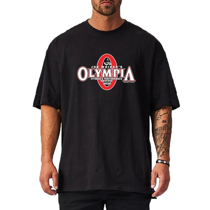 Mens Heavyweight Cotton Gym T-Shirt Loose Fit Round Neck Short Sleeve Fitness Workout
