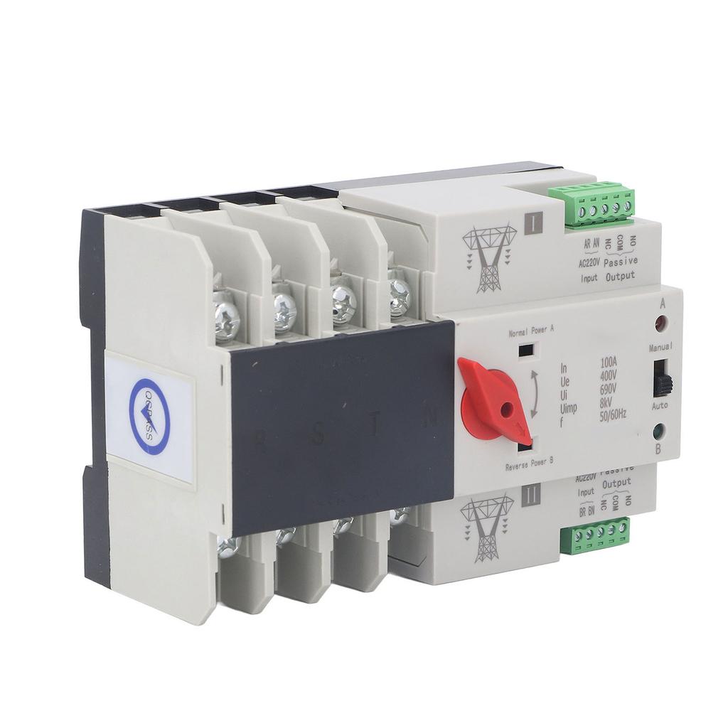 Dual Power Automatic Transfer Switch 4P Fast Switching AC400V 100A for Home Factory