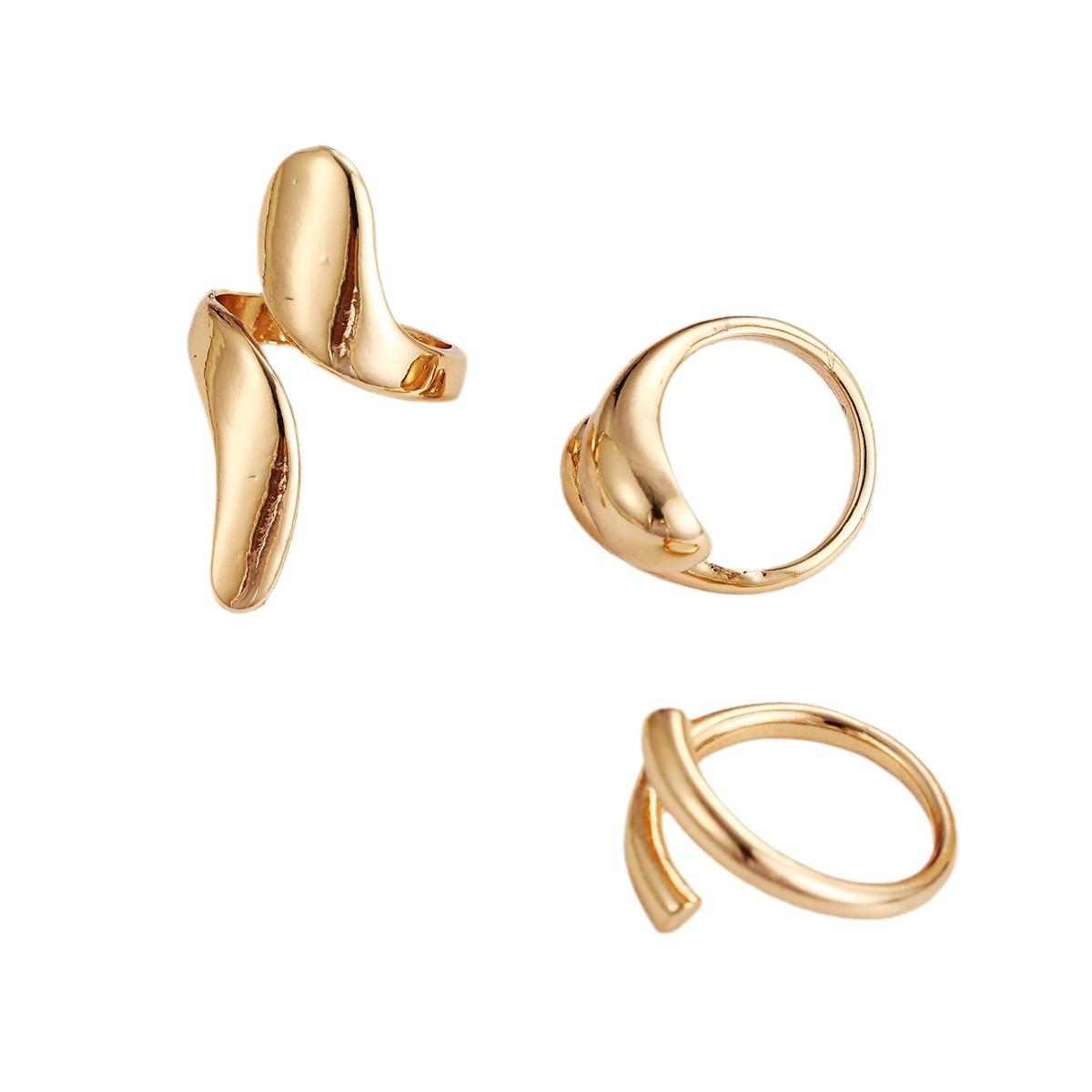 

Metal Open Water Drop Geometric Ring Set for Women New Classic Vintage Design Zircon Party Accessories