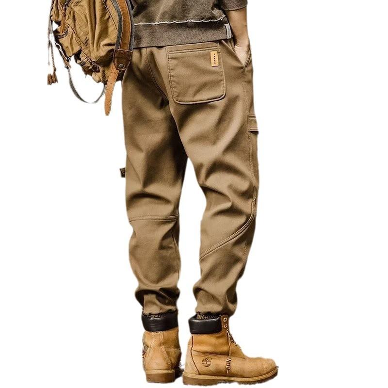 American retro heavy tooling pants men's spring and autumn loose straight casual trousers wide-leg tied Harlan pants men