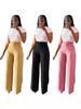 Y6012 Damskie spodnie casual z wysokim stanem, prostą nogawką i szeroką nogawką na wiosnę/jesień/zimę - Styl europejski i amerykański