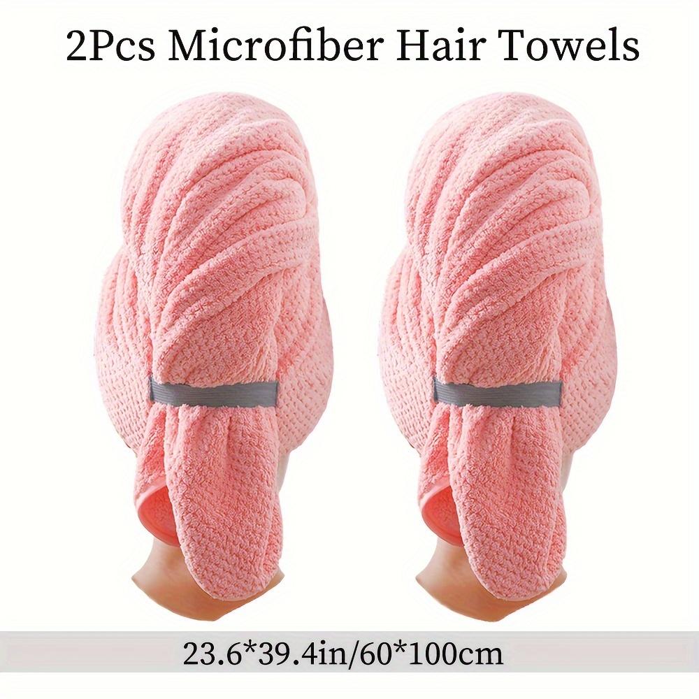 

2pcs/set Extra-large Elastic Band Ultra-fine Fiber Dry Hair Towel High Water Absorption Soft and Frizz Control Headscarf