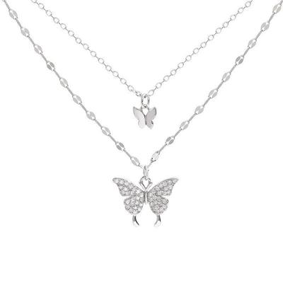 Double Layer Clavicle Chain Necklace Jewelry Zircon Butterfly Pendant Necklace For Women Accessories