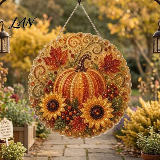 Garden Hanging Ornaments Autumn Diamond Painting Pendant, Acrylic Ornament, Decorative Art Craft for Outdoor Porch Decor Harvest Festival, Fall Theme