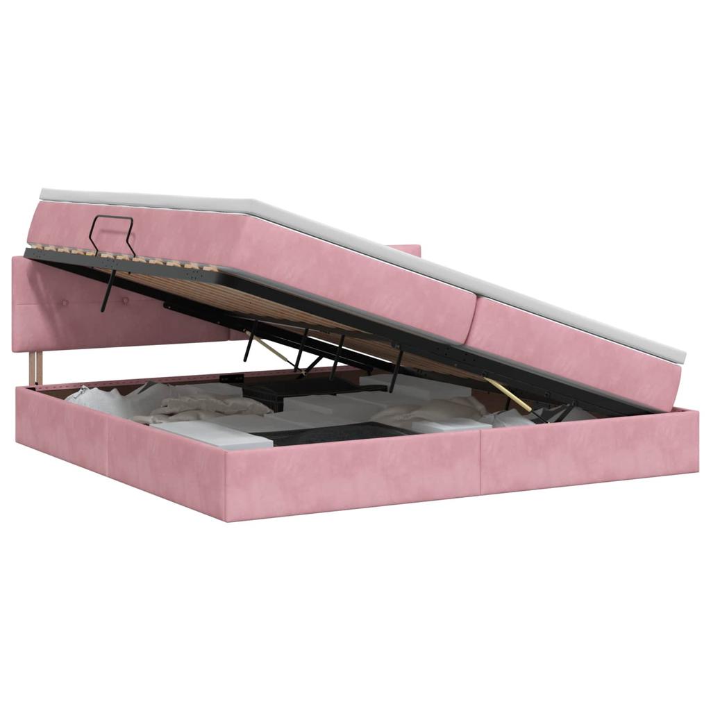 Storage Bed with Headboard Pink 200 X 200 Cm Velvet