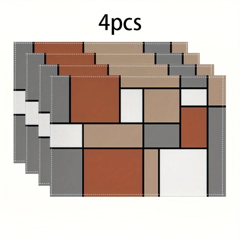 

4 Or 6pcs Luxury Placemat Set, Available in a Variety of Colorful Abstract Geometric Patterns, Heat-Resistant, Durable, Suitable for Holiday Parties 4pcs коричневий
