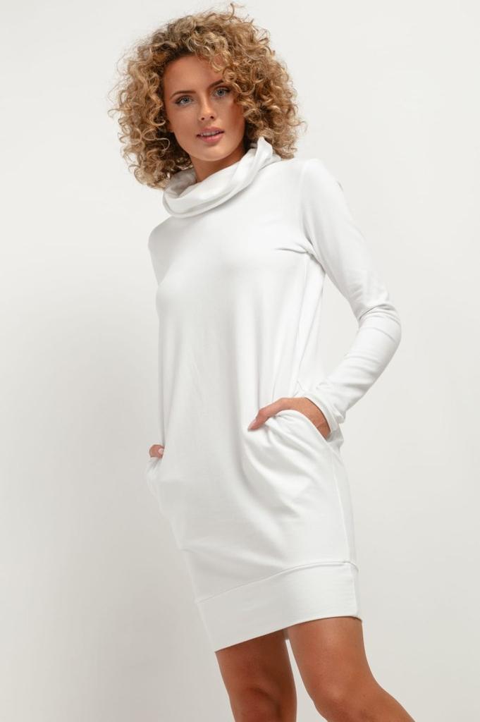 Sweatshirt dress with cowl T376 cappuccino XS