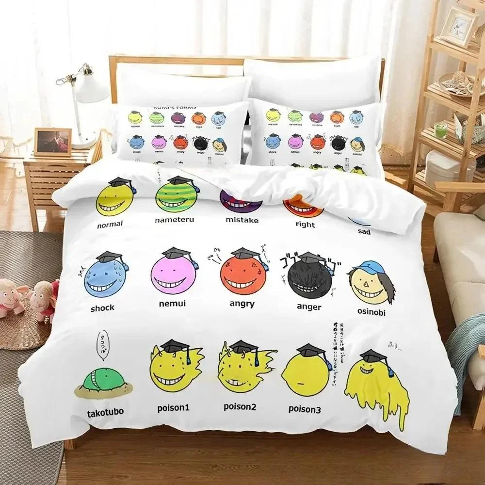 3D Assassination Classroom Koro-sensei Bedding Set Printed With Pillowcase Bed Duvet Cover Soft Single Double Queen King Size