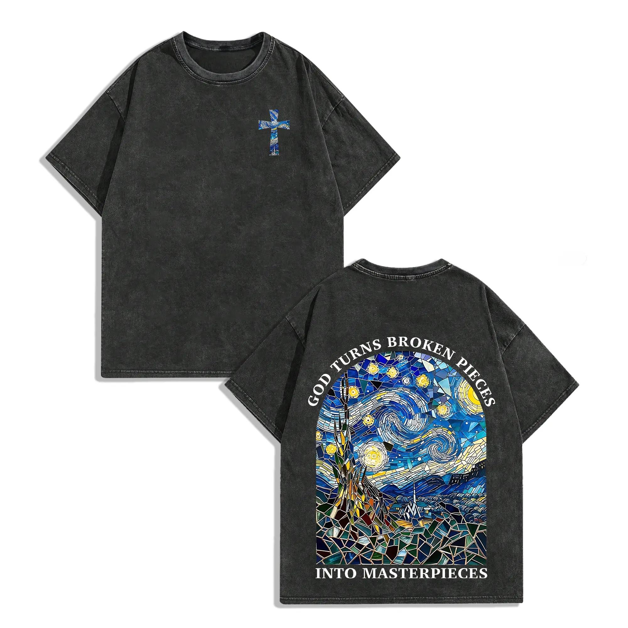

Harajuku Art Printed T-shirt Gothic Y2k Washed T Shirt Summer Short Sleeve High Quality Pure Cotton Tee Tops Men s Clothing S