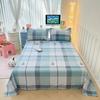 Modern Geometric Plaid Pattern Bed Sheet Set Cute Puppy Printed 100% Cotton Bed Sheets with 2 Pillowcases Home Bedding Set