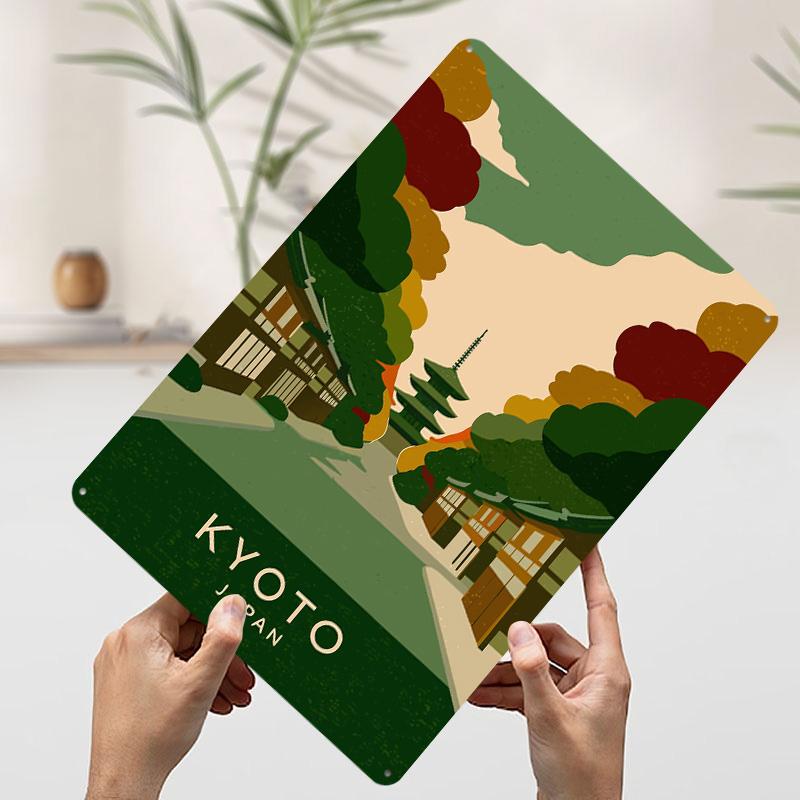 

Kyoto Japan Travel Poster Customized Wall Art Vintage Metal Signs Retro Tin Plaque for Man Cave Interior Decoration Living Room 7.9x11.8In(20x30cm)