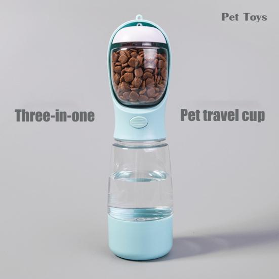Dog Water Bottle with Food Container And Poop Bag Dispenser 3-in-1 Leak-Proof Portable Pet Water Dispenser for Walking Hiking Travel