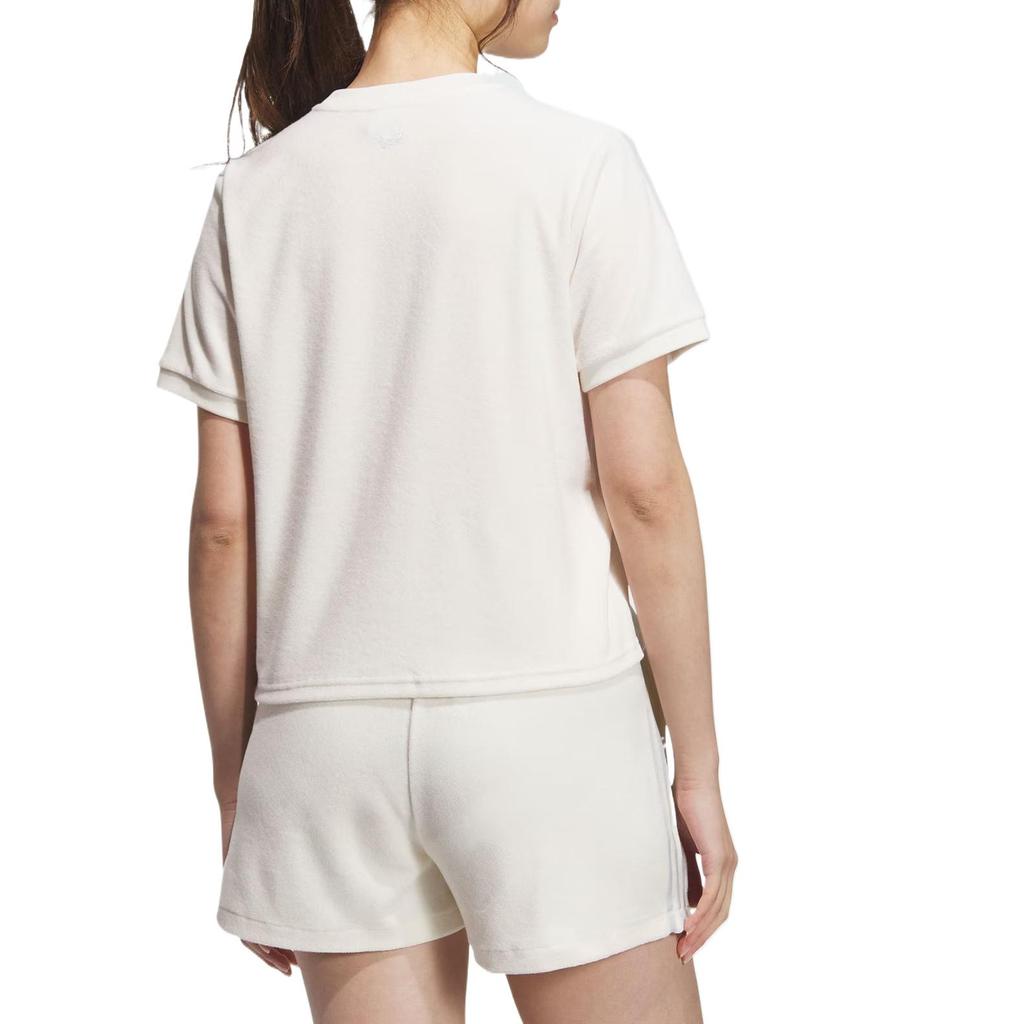 adidas Originales Gráfico Cómodo Casual Simple Letra Color Sólido Versátil Rayas Transpirable Manga Corta Camiseta Regular Tops para Mujer KB8960
