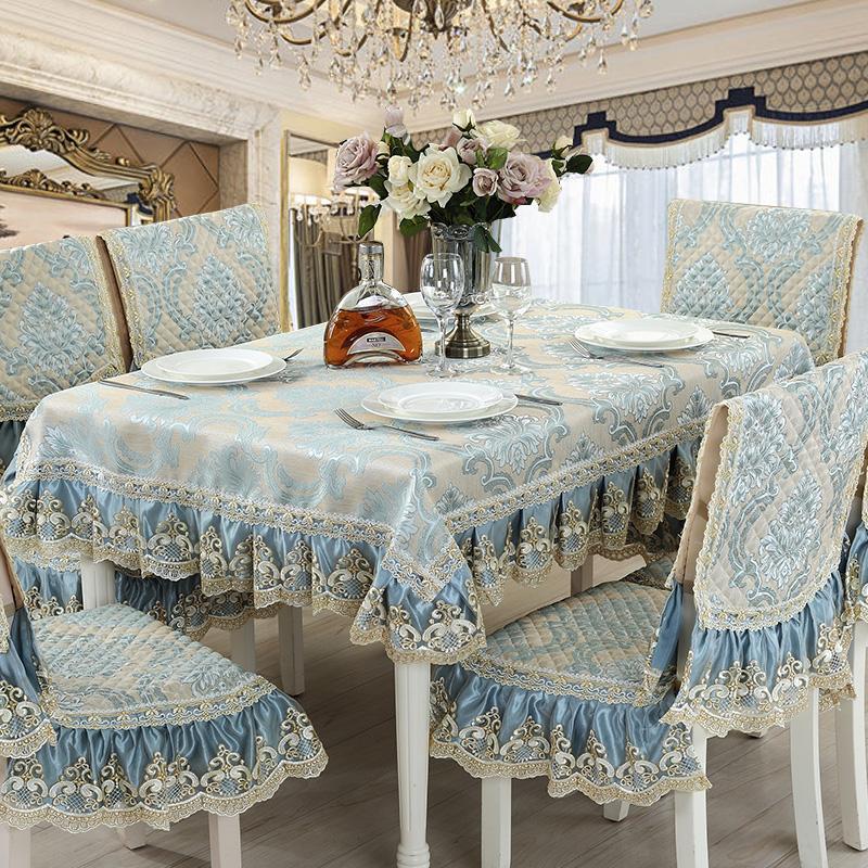 High-End Leinen Spitze Tischdecke Tischläufer Stuhlhusse Hochwertige Stickerei Jacquard Rechteckig Europäische Küchentischdecke A