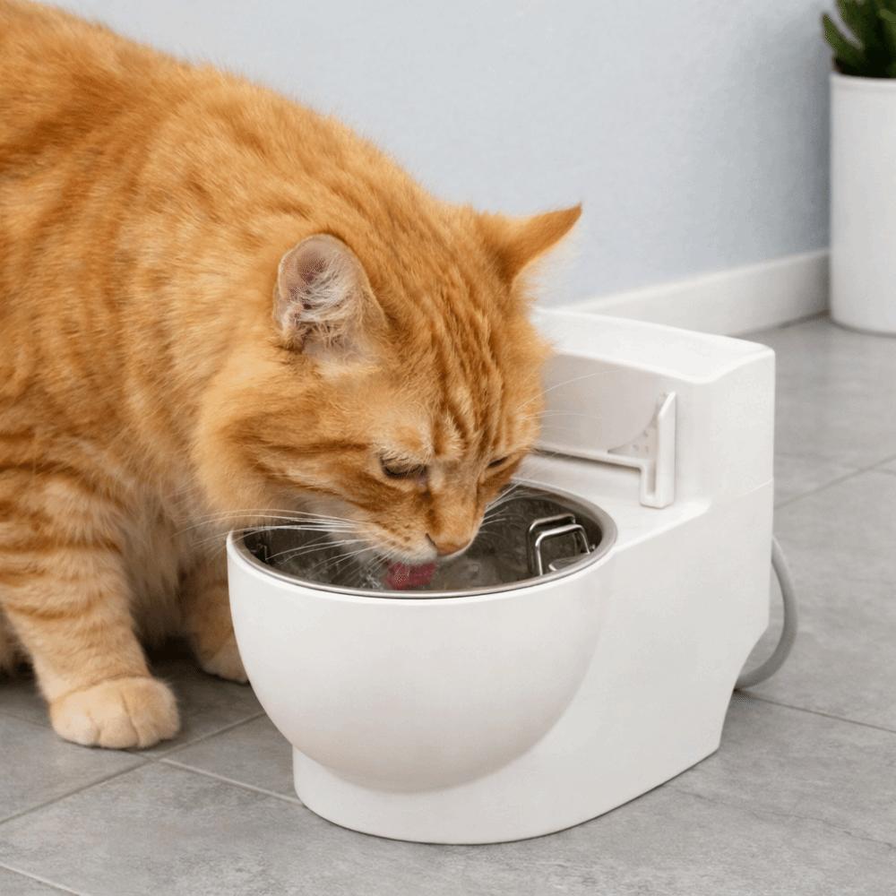 Wall-Mounted Toilet Shaped Cat Water Dispenser Stainless Steel Split Design Cat Water Bowl With Lid Simulation Closestool