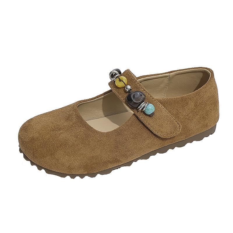 Autumn new shallow mouth shoes women's flat Mary Jane shoes single shoes women's comfortable retro style round head women's shoes