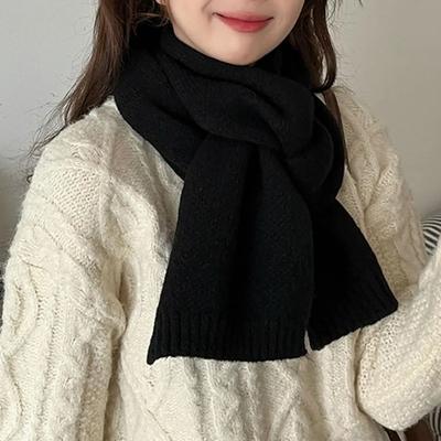Szalik dziergany w jednolitym kolorze, gruby, ciepły, damski szalik, na zimną pogodę, termiczny, na szyję, swobodny strój, szalik