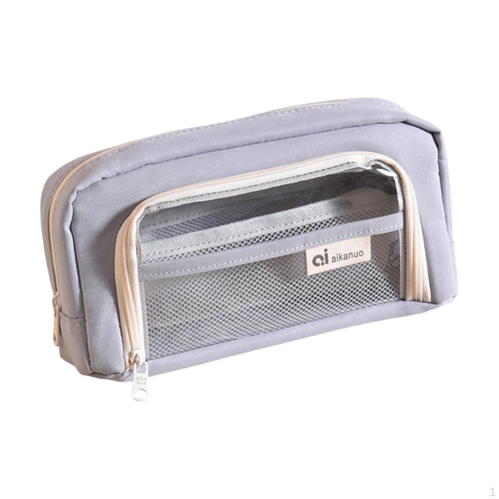 

Прозрачный пенал для ручек и косметики для девочек и мальчиков для студентов и домашнего офиса серый