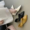 Inner Height Increase Pointed Hollow Shallow Mouth Single Shoes Women'S Spring French One-Word With Bag Head Sandals