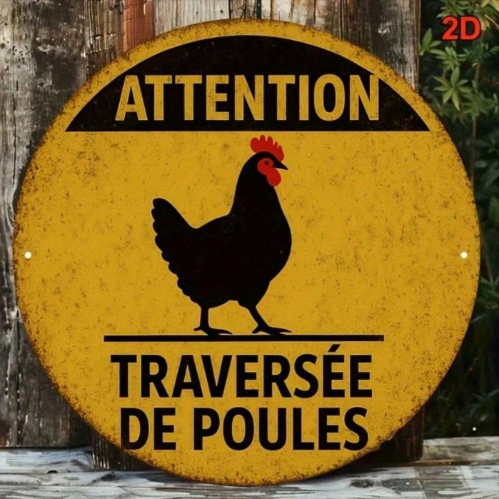 Vintage French Chicken Coop Metal Poster, Wall Art for Fence English: Vintage French Chicken Coop Metal Poster, Wall Art for Fence