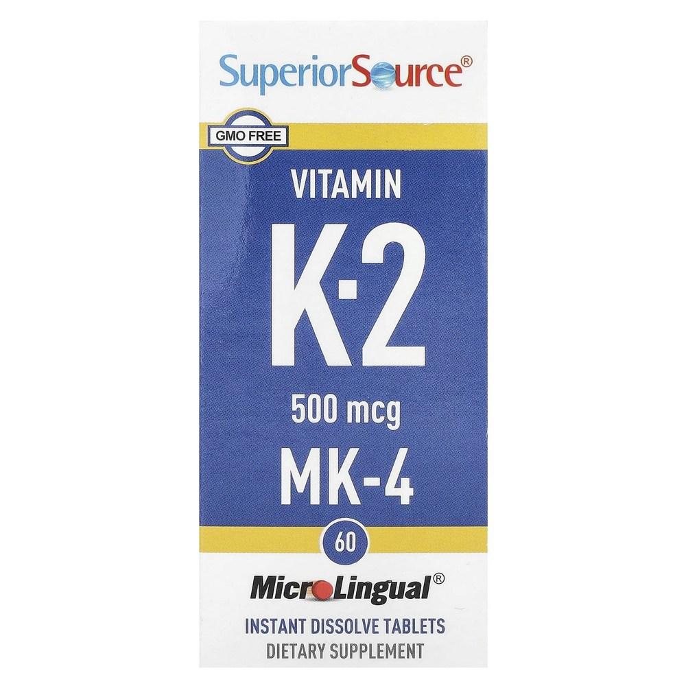 Superior Source Vitamin K-2 500mcg Dissolvable Tablets 60 Tablets 5 Pcs
