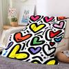1Pc Colorful Heart Flannel Blanket, Soft And Comfortable, Casual Warm, Camping Travel, Christmas, Halloween Xmas Gift. G1115