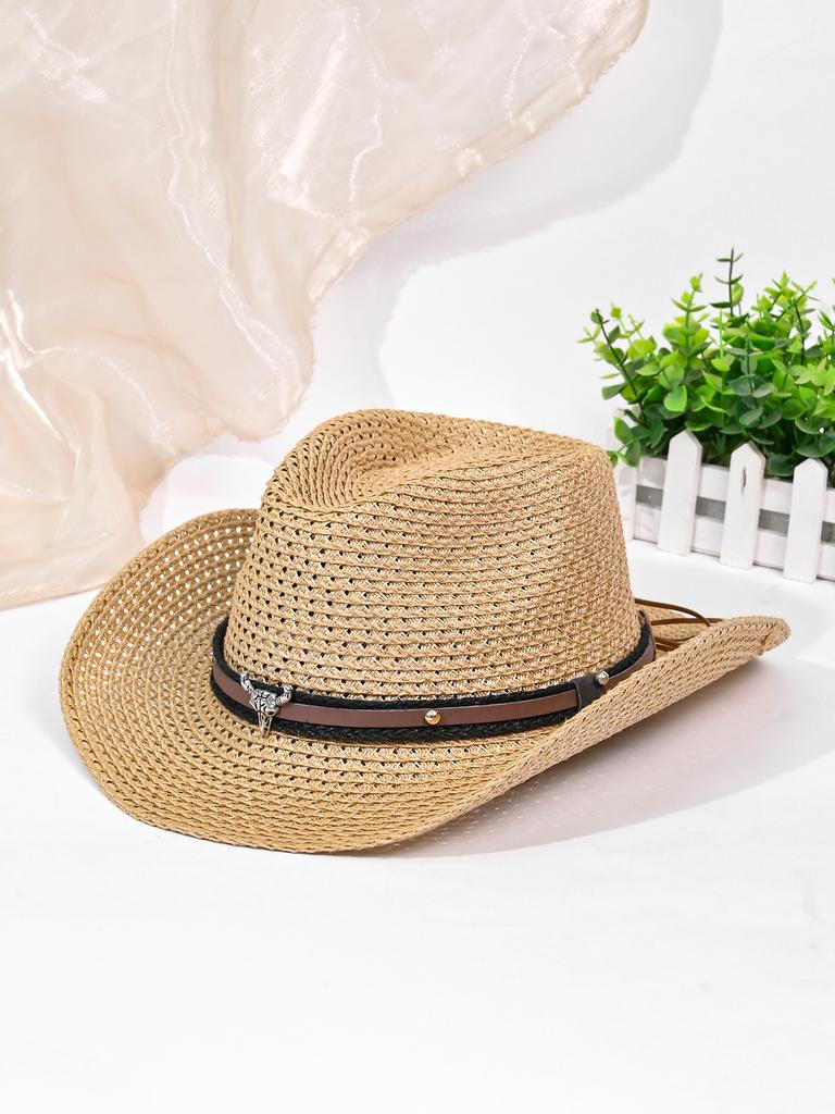 New Western Cowboy Straw Hat Retro Straw Hat Fashion Jazz Hat Top Hat