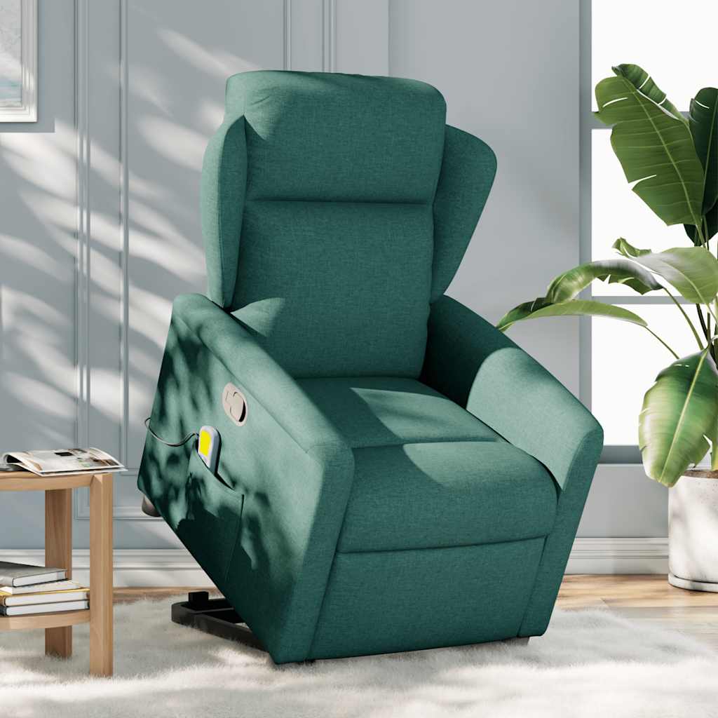 Massage Recliner with Rising Aid Dark Green Fabric
