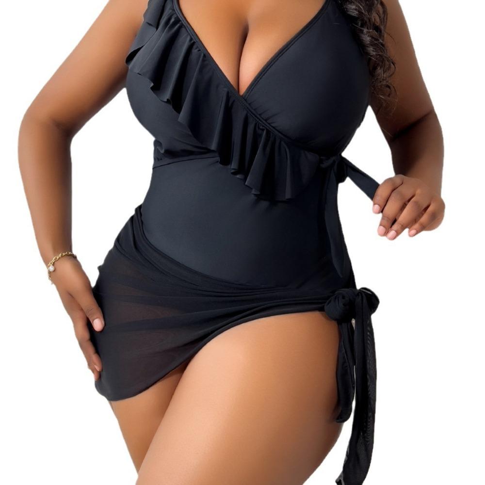 

Новые сексуальные бикини с высокой талией, женский купальник, женский комплект бикини с принтом, большой размер, купальный костюм, летний бикини 4XL чёрный