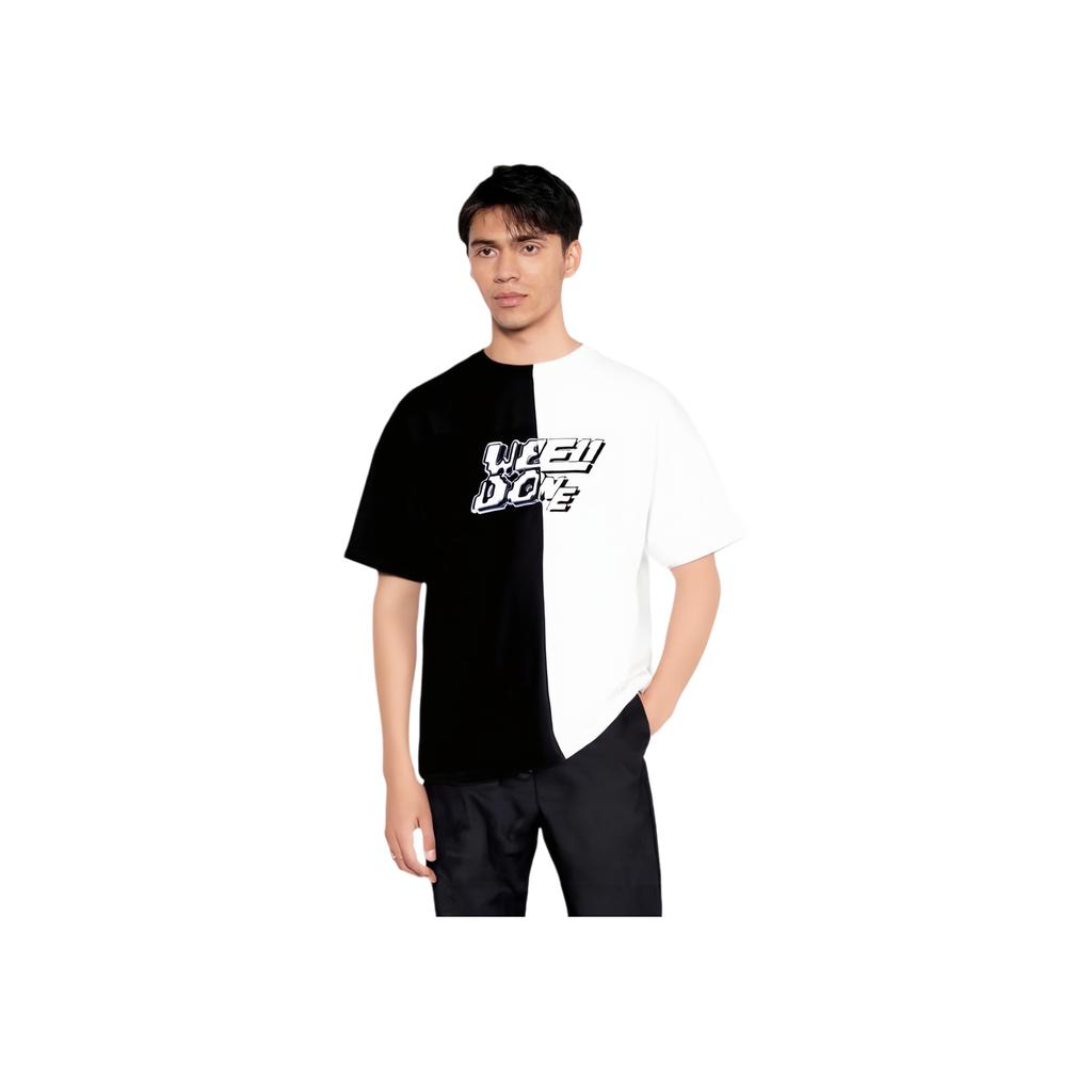 WE11DONE Color Block Logo Print Short Sleeve T-Shirt Unisex Tops WD-TT1-22-558-U-BW