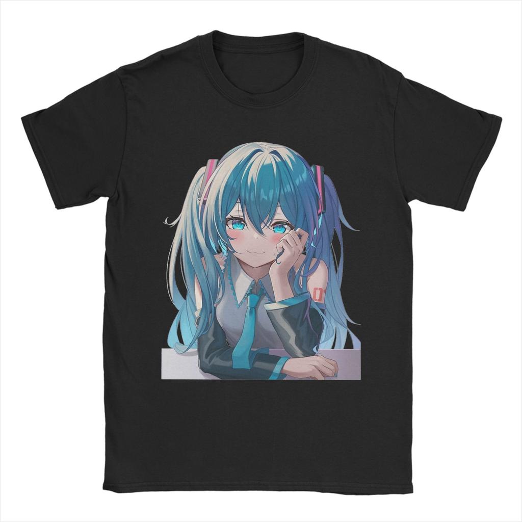 Men Women Hatsunes Mikus   Anime T Shirts  100% Cotton Tops Casual Short Sleeve Round Collar Tees Original T-Shirts