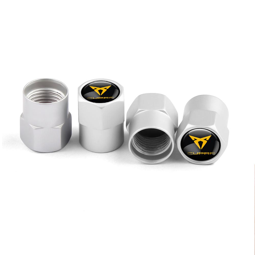 Car Wheel Tire Valve Caps Tyre Stem Cover Bolt-In Accessories For SEAT Cupra FR Ibiza Leon Arona Ateca Toledo E-Racer Formentor