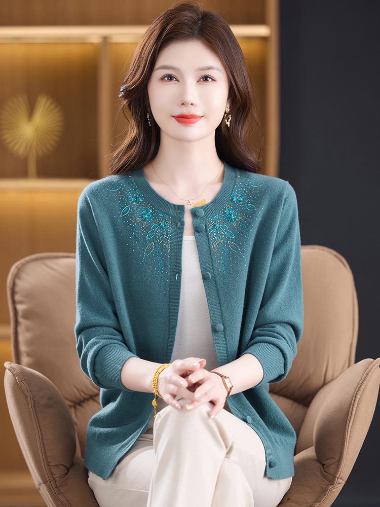 Women's Luxury Wool Cardigan Coat 2025 - Pure Wool, Round Neck, Loose Fit Sweater