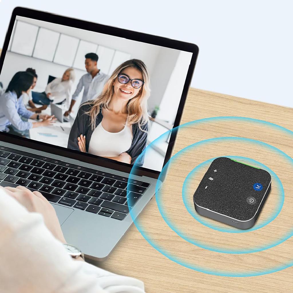 eppfun SK001 Ultra Conference Microphone Speaker with Omnidirectional Sound 4 Echo and Noise Work from Online Meetings Bluetooth, 360° Pickup,