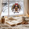 Winter Wonderland Decals Christmas Vintage Steam Train Static Window Sticker, 3D Broken Wall Effect Glass Scene Decorations No-Adhesive Decal for Xmas