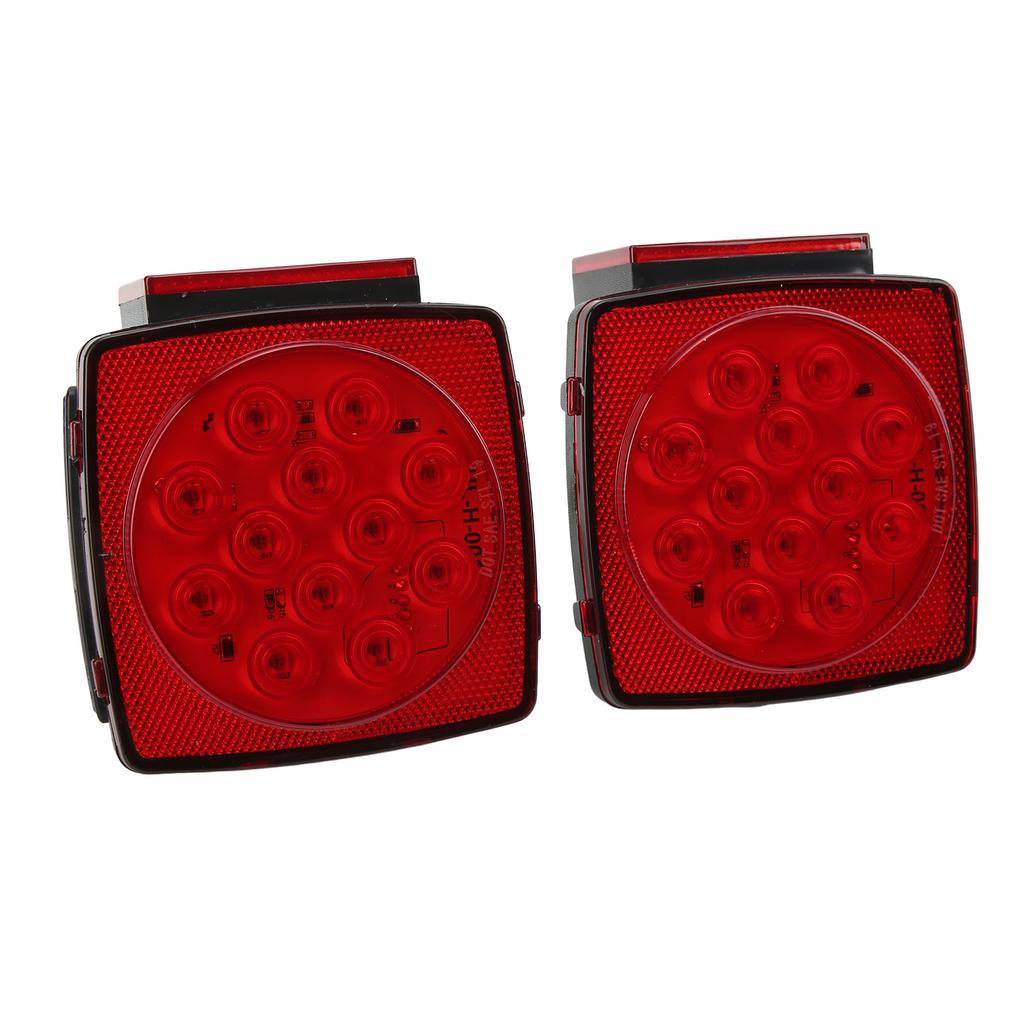 Pair LED Square Lights 12V Trailer Tail Brake Lamp High Brightness for Campers Boats Snowmobiles